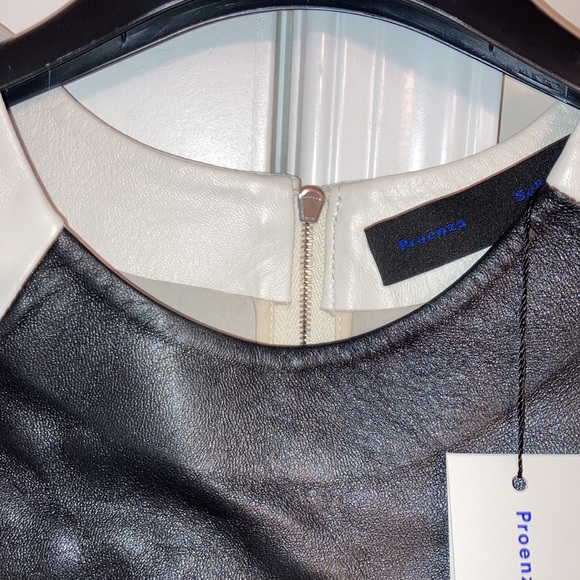 Two Toned Gathered Leather Top